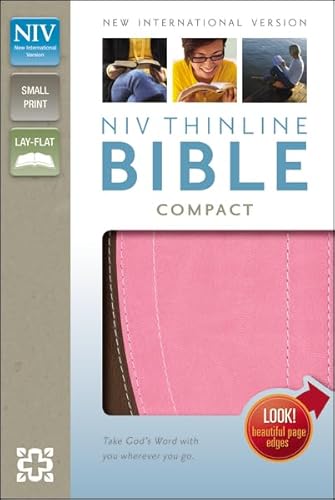 Stock image for NIV, Thinline Bible, Compact, Imitation Leather, Brown/Pink, Red Letter Edition for sale by GoldBooks