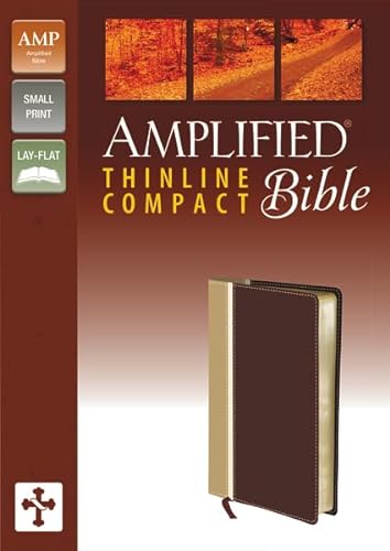 9780310432319: Amplified Thinline Bible, Compact, Imitation Leather, Tan/Burgundy