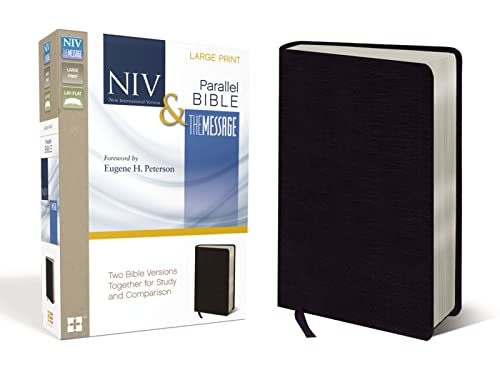 9780310436867: Side-By-Side Bible-PR-NIV/MS-Large Print: Two Bible Versions Together for Study and Comparison: New International Version/The Message, Large Print, Lay Flat, Black Bonded Leather