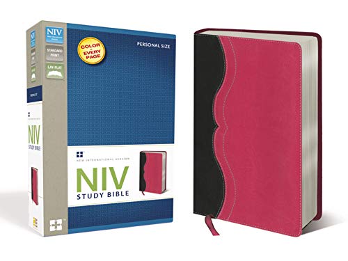 NIV Study Bible, Personal Size, Imitation Leather, Gray/Pink, Red Letter Edition