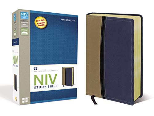 Beispielbild fr NIV Study Bible, Personal Size, Leathersoft, Tan/Blue, Red Letter Edition zum Verkauf von Books Unplugged