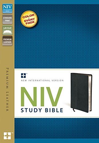 Stock image for NIV Study Bible, Premium Leather, Black, Red Letter Edition for sale by Goodwill