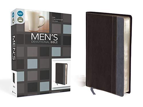 9780310437888: Men's Devotional Bible-NIV: New International Version, Charcoal / Steel Blue Italian Duo-Tone