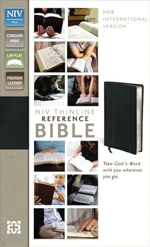 9780310439233: NIV, Thinline Reference Bible, Premium Leather, Black, Red Letter Edition