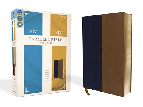 9780310439349: NIV, KJV, Parallel Bible, Large Print, Leathersoft, Navy/Tan: The World's Two Most Popular Bible Translations Together