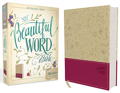 Beispielbild fr NIV, Beautiful Word Bible, Leathersoft, Tan/Pink: 500 Full-Color Illustrated Verses zum Verkauf von BooksRun