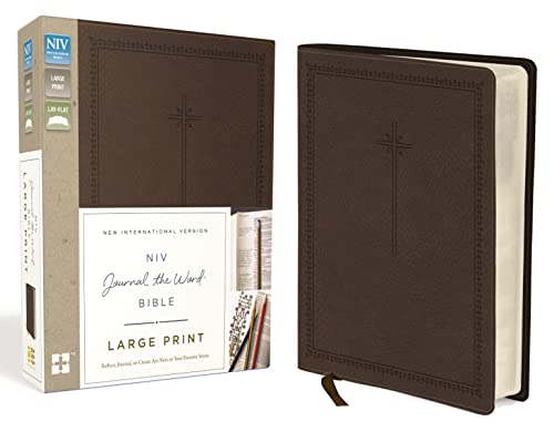 9780310445593: NIV, Journal the Word Bible, Large Print, Imitation Leather, Brown: Reflect, Journal, or Create Art Next to Your Favorite Verses