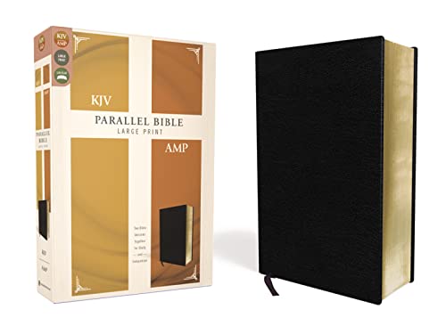 9780310446699: KJV, Amplified, Parallel Bible, Large Print, Bonded Leather, Black, Red Letter: Two Bible Versions Together for Study and Comparison
