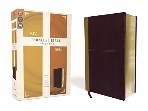 Beispielbild fr Parallel Bible: King James Version, Camel/Burgundy, Leathersoft: Amplified Bible: Red Letter Edition: Two Bible Versions Together for Study and Comparison zum Verkauf von Revaluation Books