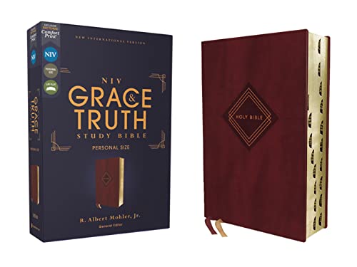 Beispielbild fr NIV, The Grace and Truth Study Bible, Personal Size, Leathersoft, Burgundy, Red Letter, Thumb Indexed, Comfort Print zum Verkauf von Books-FYI, Inc.