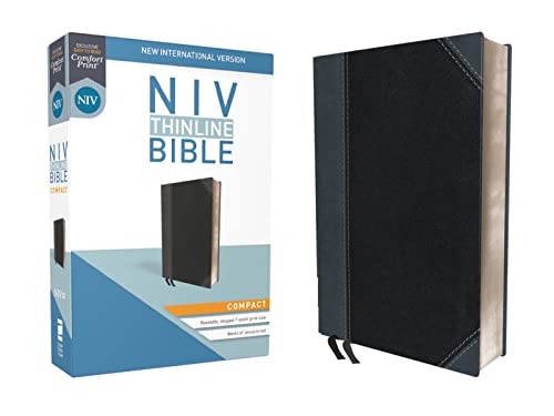 Stock image for NIV, Thinline Bible, Compact, Leathersoft, Black/Gray, Red Letter, Comfort Print for sale by Book Deals