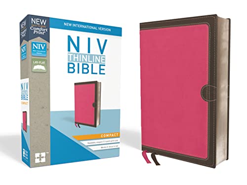 Imagen de archivo de NIV, Thinline Bible, Compact, Leathersoft, Pink/Brown, Red Letter, Comfort Print a la venta por SecondSale