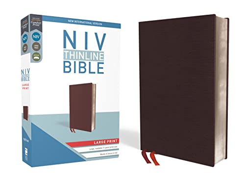 Stock image for NIV, Thinline Bible, Large Print, Bonded Leather, Burgundy, Red Letter, Comfort Print for sale by Swan Trading Company
