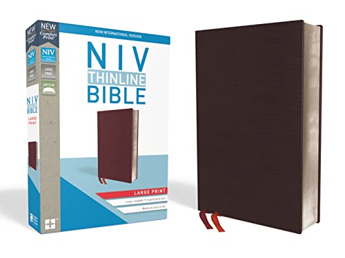 9780310448358: NIV, Thinline Bible, Large Print, Bonded Leather, Burgundy, Indexed, Red Letter Edition: New International Version, Burgundy, Bonded Leather, Thinline