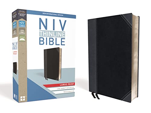 Beispielbild fr NIV, Thinline Bible, Large Print, Leathersoft, Black/Gray, Red Letter, Comfort Print zum Verkauf von SecondSale