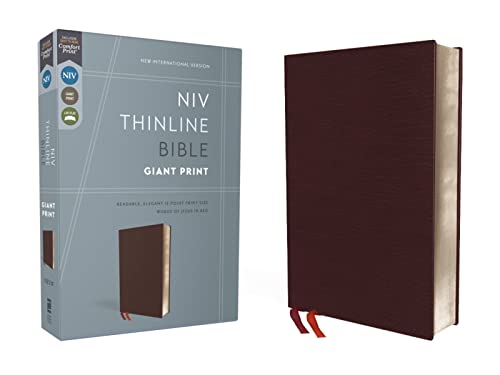 Stock image for NIV, Thinline Bible, Giant Print, Bonded Leather, Burgundy, Red Letter, Comfort Print for sale by GF Books, Inc.