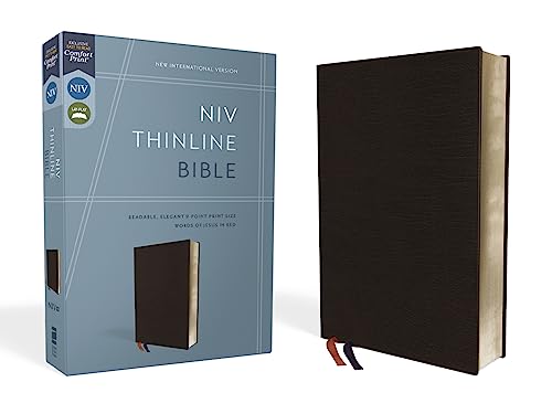 Stock image for NIV, Thinline Bible, Bonded Leather, Black, Red Letter, Comfort Print for sale by Goodwill Books