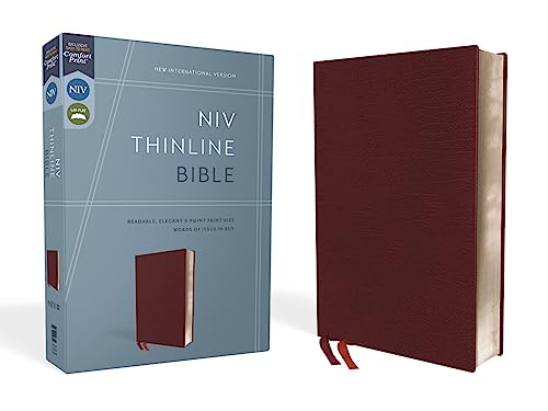 Stock image for NIV, Thinline Bible, Bonded Leather, Burgundy, Red Letter, Comfort Print for sale by Irish Booksellers