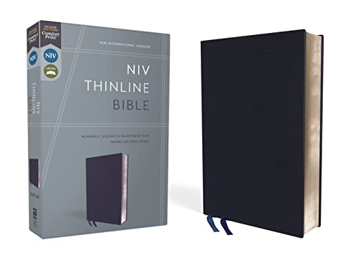 Stock image for NIV, Thinline Bible, Bonded Leather, Navy, Red Letter, Comfort Print for sale by kelseyskorner