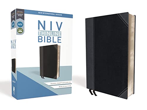 Stock image for NIV, Thinline Bible, Leathersoft, Black/Gray, Red Letter, Comfort Print for sale by Goodwill Southern California