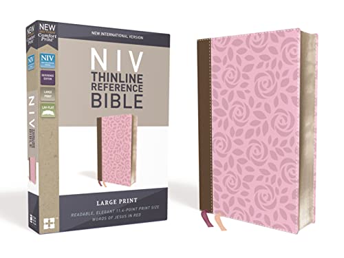 Imagen de archivo de NIV, Thinline Reference Bible, Large Print, Leathersoft, Pink/Brown, Red Letter, Comfort Print a la venta por Books Unplugged