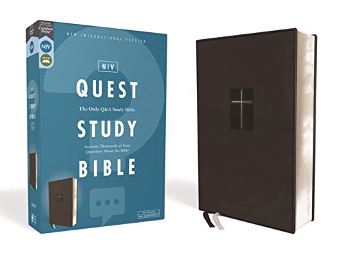 Stock image for NIV, Quest Study Bible, Leathersoft, Black, Comfort Print: The Only Q and A Study Bible for sale by Giant Giant