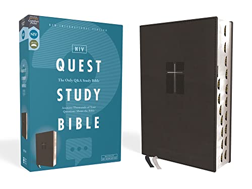 Beispielbild fr NIV Quest Study Bible Leathersoft Black Thumb Indexed Comfort Print: The Only Q and A Study Bible zum Verkauf von Goldbridge Trading