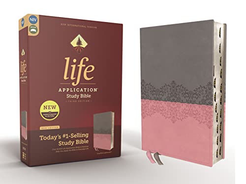 9780310452850: NIV, Life Application Study Bible, Third Edition, Leathersoft, Gray/Pink, Red Letter, Thumb Indexed