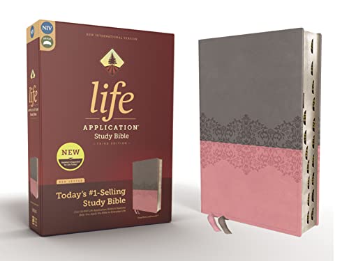 Stock image for NIV, Life Application Study Bible, Third Edition, Leathersoft, Gray/Pink, Red Letter, Thumb Indexed for sale by Books Unplugged