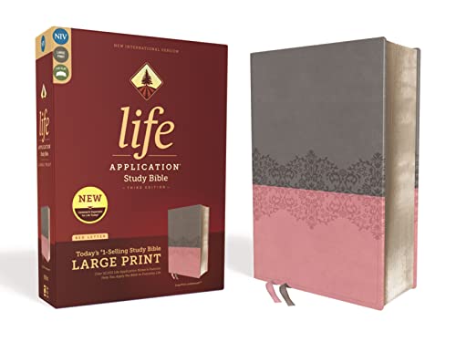9780310452966: Niv, Life Application Study Bible, Third Edition, Large Print, Leathersoft, Gray/Pink, Red Letter Edition: New International Version, Life Application ... Gray/pink, Leathersoft, Red Letter Edition