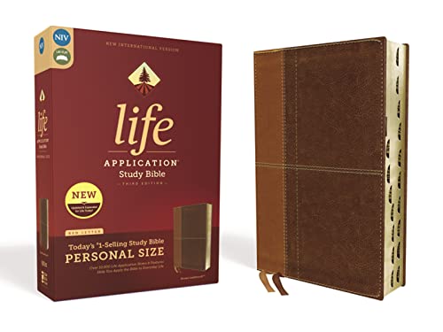 9780310453031: Life Application Study Bible: New International Version, Brown, Leathersoft, Personal Size: Red Letter Edition