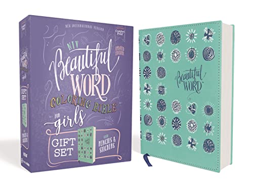 Stock image for NIV, Beautiful Word Coloring Bible for Girls Pencil/Sticker Gift Set, Updated, Leathersoft over Board, Teal, Comfort Print: 600+ Verses to Color for sale by GF Books, Inc.