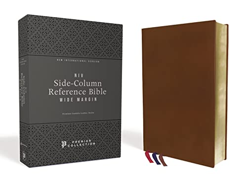 Stock image for NIV, Wide Margin Side Column Reference Bible, Premium Goatskin Leather, Brown, Premier Collection, Black Letter, Art Gilded Edges, Comfort Print for sale by Solomon's Mine Books