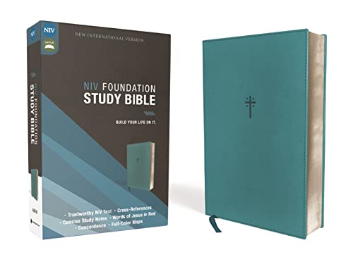 Stock image for Niv, Foundation Study Bible, Leathersoft, Teal, Red Letter: New International Version, Teal, Leathersoft for sale by Kennys Bookshop and Art Galleries Ltd.