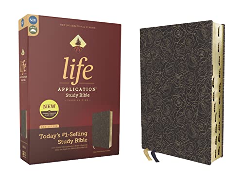 9780310458593: NIV, Life Application Study Bible, Third Edition, Bonded Leather, Navy Floral, Red Letter, Thumb Indexed