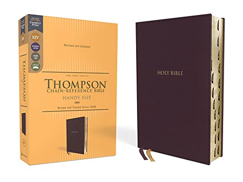 Stock image for KJV, Thompson Chain-Reference Bible, Handy Size, Leathersoft, Burgundy, Red Letter, Thumb Indexed, Comfort Print for sale by Books-FYI, Inc.