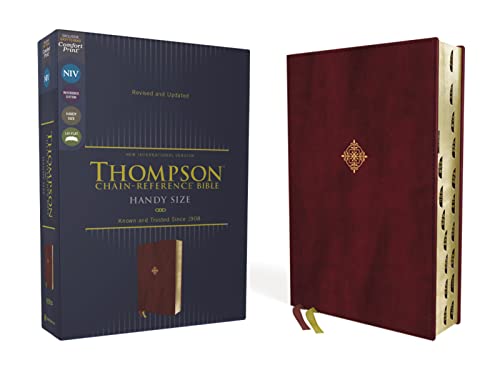 Stock image for NIV, Thompson Chain-Reference Bible, Handy Size, Leathersoft, Burgundy, Thumb Indexed, Red Letter, Comfort Print for sale by Books-FYI, Inc.