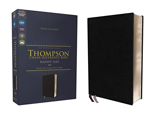 Stock image for NIV, Thompson Chain-Reference Bible, Handy Size, European Bonded Leather, Black, Red Letter, Comfort Print for sale by Books-FYI, Inc.