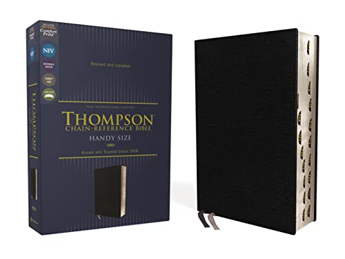 Beispielbild fr NIV, Thompson Chain-Reference Bible, Handy Size, European Bonded Leather, Black, Thumb Indexed, Red Letter, Comfort Print zum Verkauf von Books-FYI, Inc.