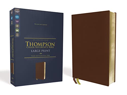 Stock image for NIV, Thompson Chain-Reference Bible, Large Print, Genuine Leather, Cowhide, Brown, Red Letter, Art Gilded Edges, Comfort Print for sale by GF Books, Inc.