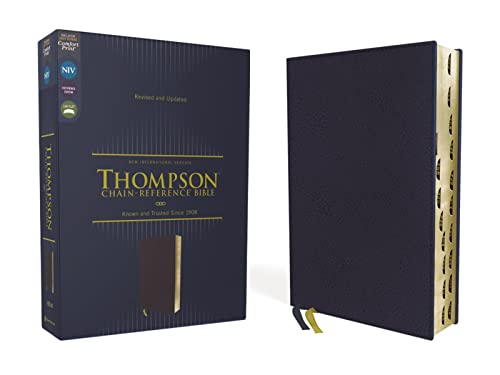 Imagen de archivo de NIV, Thompson Chain-Reference Bible, Leathersoft, Navy, Thumb Indexed, Red Letter, Comfort Print a la venta por Book Deals