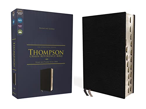 Beispielbild fr NIV, Thompson Chain-Reference Bible, European Bonded Leather, Black, Thumb Indexed, Red Letter, Comfort Print zum Verkauf von Books-FYI, Inc.