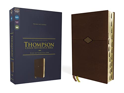 Beispielbild fr NIV, Thompson Chain-Reference Bible, Leathersoft, Brown, Red Letter, Thumb Indexed, Comfort Print zum Verkauf von Books Unplugged