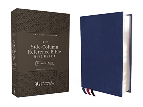 Stock image for NIV, Side-Column Reference Bible (Deep Study at a Portable Size), Personal Size, Premium Goatskin Leather, Blue, Premier Collection, Art Gilded Edges, Comfort Print for sale by Half Price Books Inc.