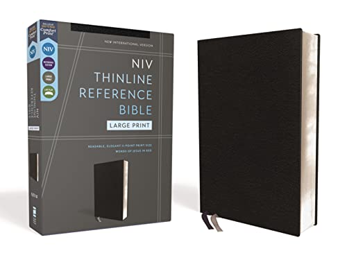 Stock image for NIV, Thinline Reference Bible (Your Portable Reference Bible), Large Print, European Bonded Leather, Black, Red Letter, Comfort Print for sale by Books-FYI, Inc.