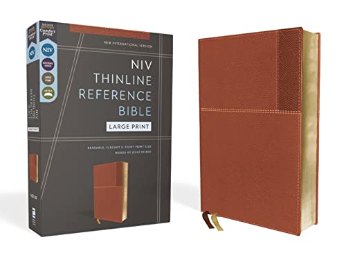 Imagen de archivo de NIV, Thinline Reference Bible (Your Portable Reference Bible), Large Print, Leathersoft, Brown, Red Letter, Comfort Print a la venta por Half Price Books Inc.