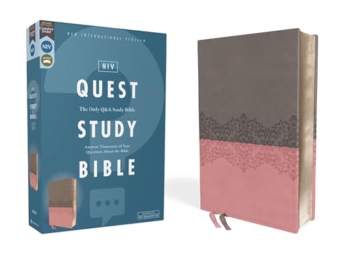 Beispielbild fr NIV, Quest Study Bible, Leathersoft, Gray/Pink, Comfort Print: The Only Q and A Study Bible zum Verkauf von Lakeside Books
