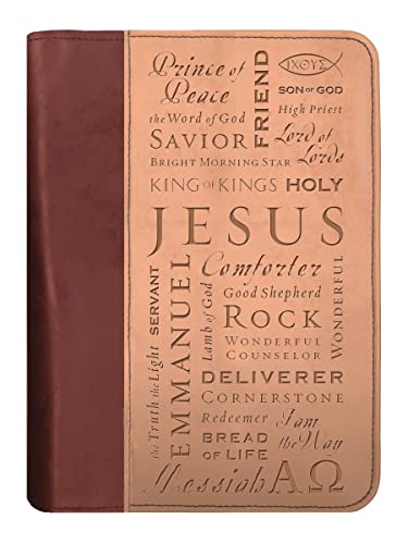 Names of Jesus Bible Cover, Zippered, Italian Duo-Tone Imitation Leather, Brown/Tan, Extra Large (9780310801337) by Zondervan