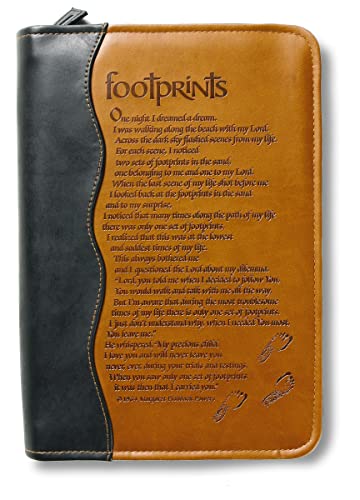 9780310807964: Footprints Poem Bible Cover, Zippered, Italian Duo-Tone Imitation Leather, Brown, Medium: Duo-tone, Footprints, Medium, Two Tone Brown