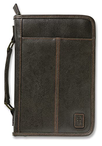 Aviator Bible Cover for Men  Zippered  with Handle  Leather Look  Brown  Large